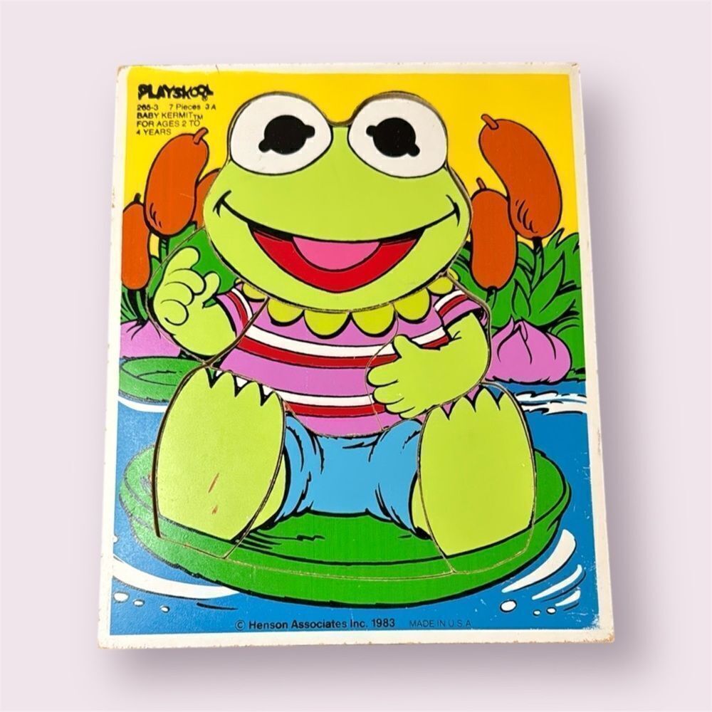 PLAYSKOOL 1983 Baby Kermit The Frog Board Puzzle